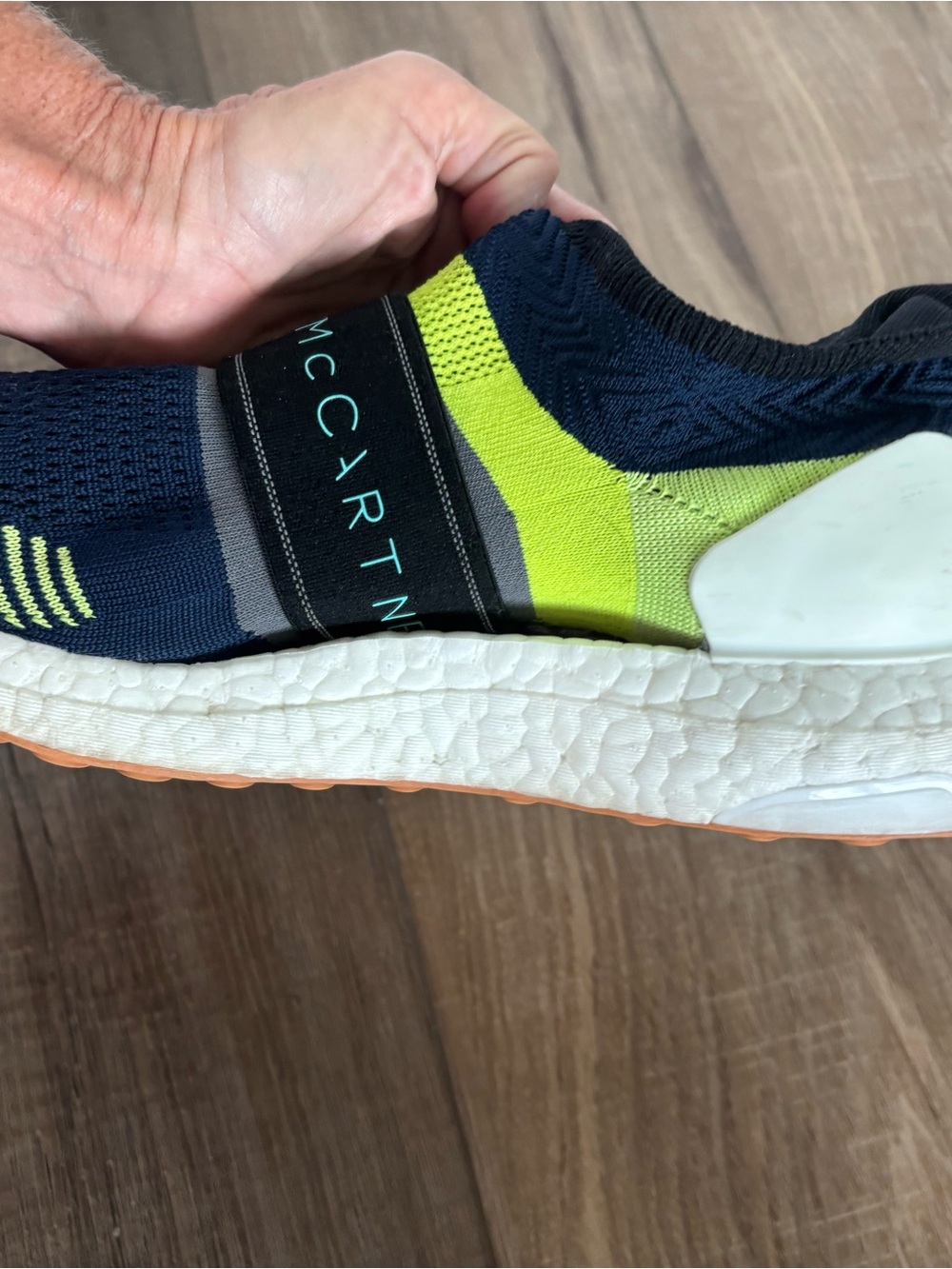 Stella McCartney Adidas Ultraboost 3D Navy and Lime Slip-On Sneaker - Picture 12 of 15